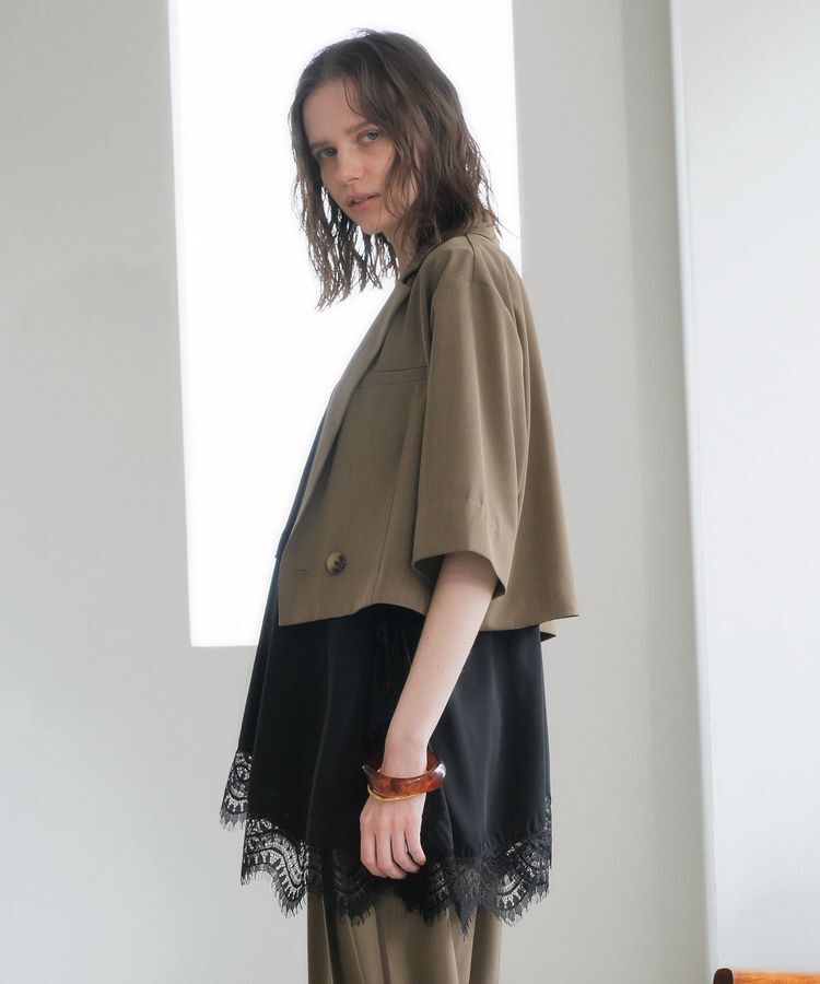 YECCA VECCA「ハーフスリーブクロップドジャケット」|テーラードジャケット|