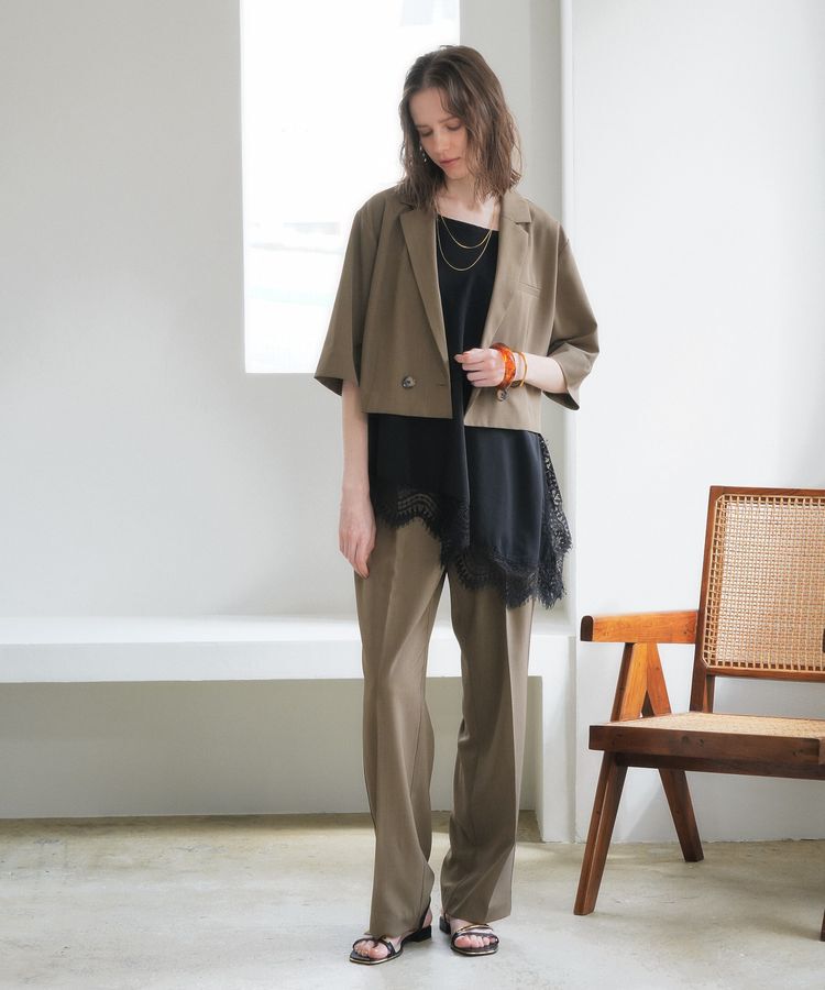 YECCA VECCA「ハーフスリーブクロップドジャケット」|テーラードジャケット|