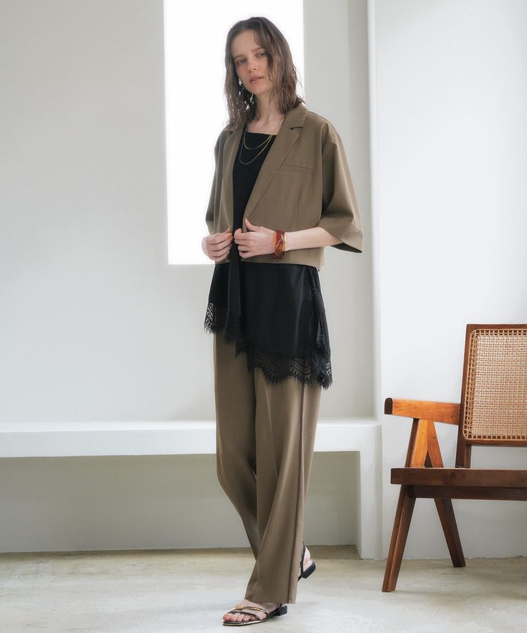 YECCA VECCA「ハーフスリーブクロップドジャケット」|テーラードジャケット|