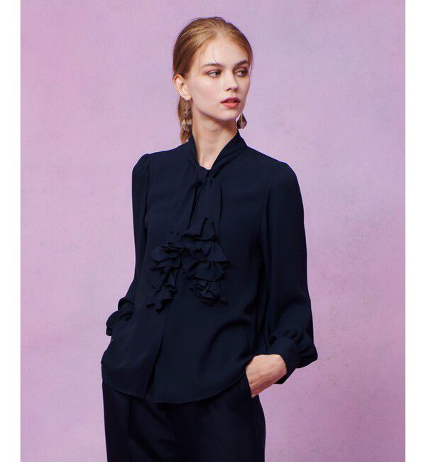 LOULOU WILLOUGHBY「【LOULOU WILLOUGHBY】ペタルフリルボウタイブラウス」|シャツ・ブラウス|