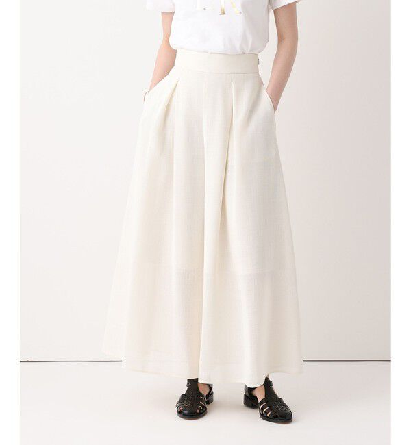 allureville「カラミフレアースカートパンツ」|チノ|オフホワイト