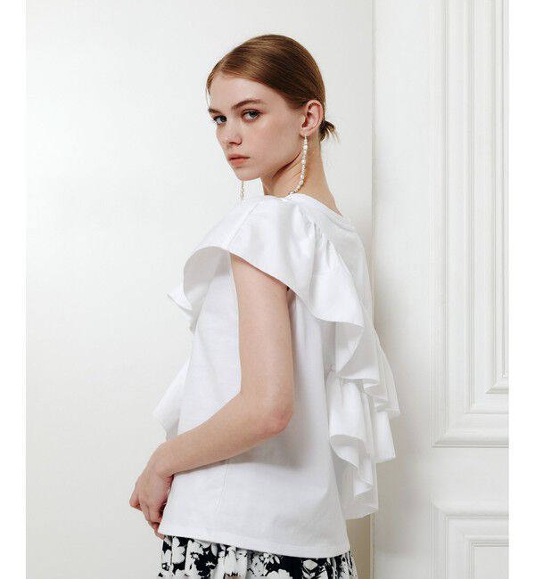 LOULOU WILLOUGHBY「【LOULOU WILLOUGHBY】スパイラルフリルＴシャツ」|Tシャツ・カットソー|