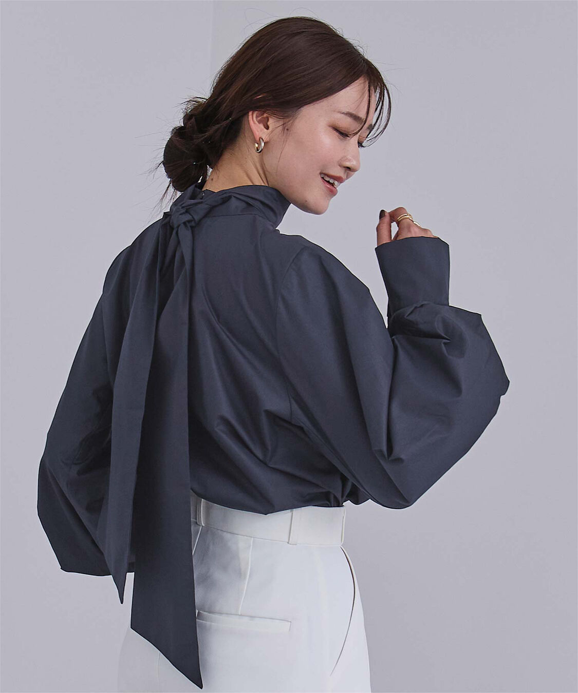 ur's「2wayボウタイブラウス」|シャツ・ブラウス|ダークネイビー