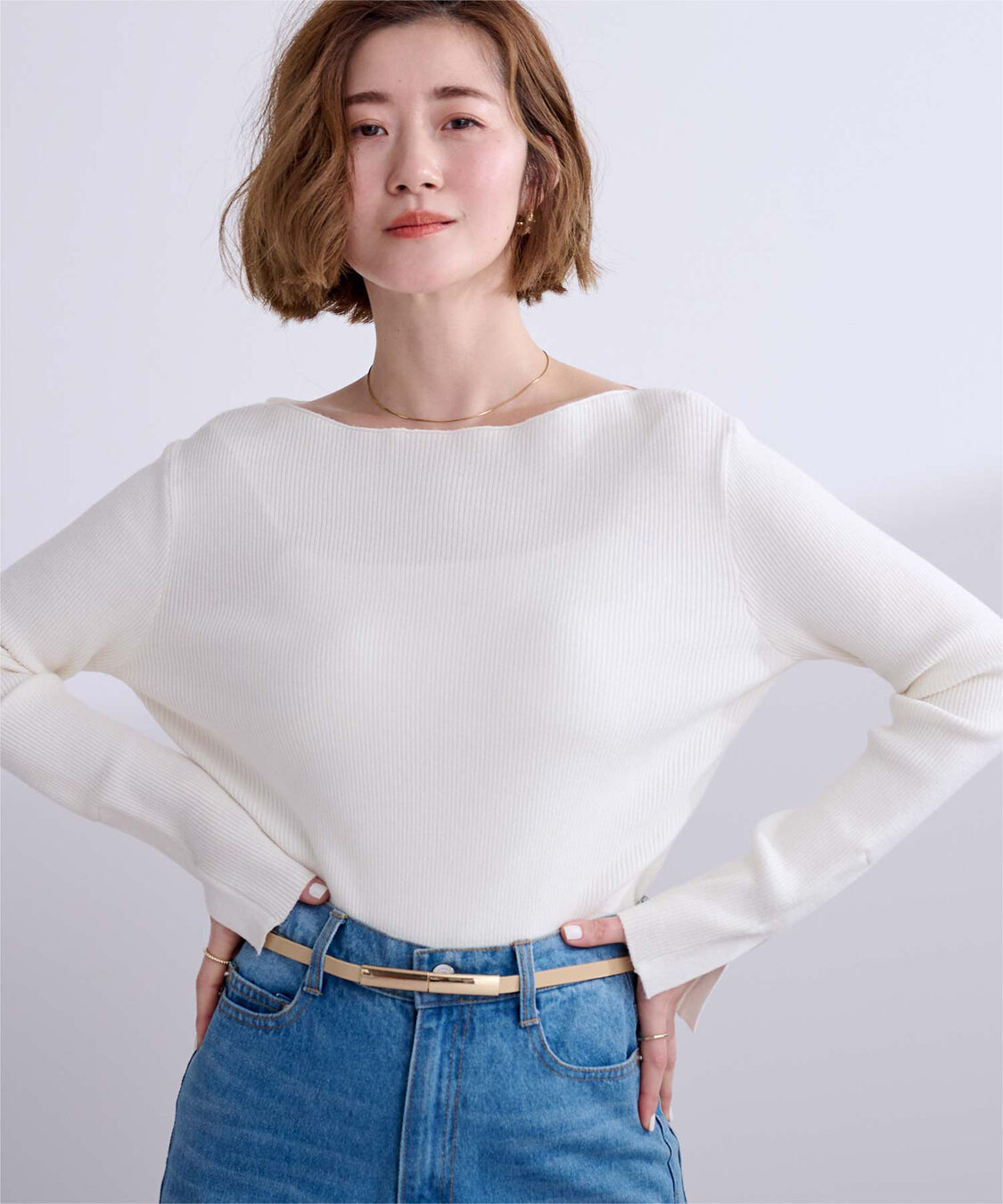 ur's「ボートネックスリットスリーブリブニット」|ニット・セーター|