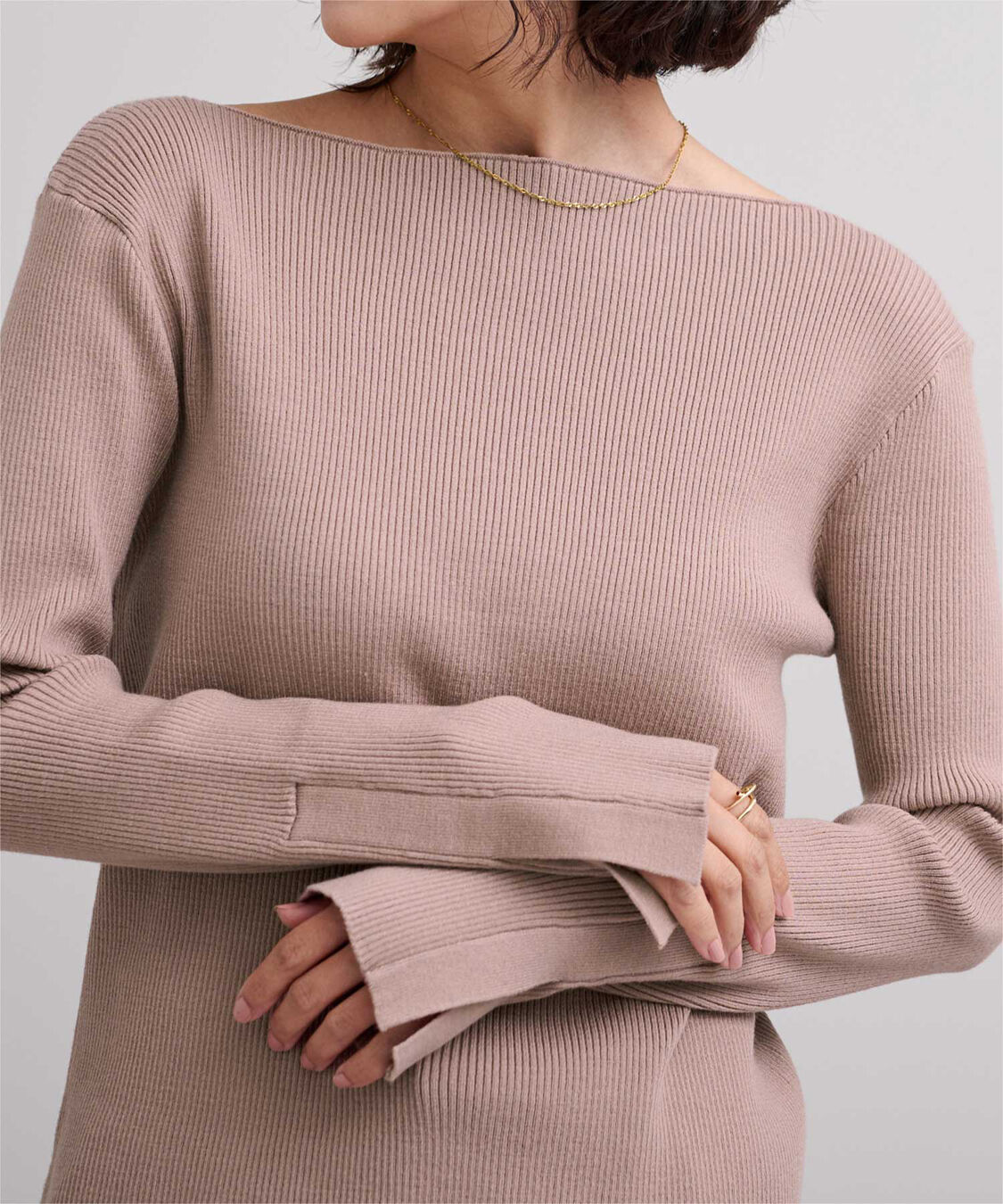 ur's「ボートネックスリットスリーブリブニット」|ニット・セーター|