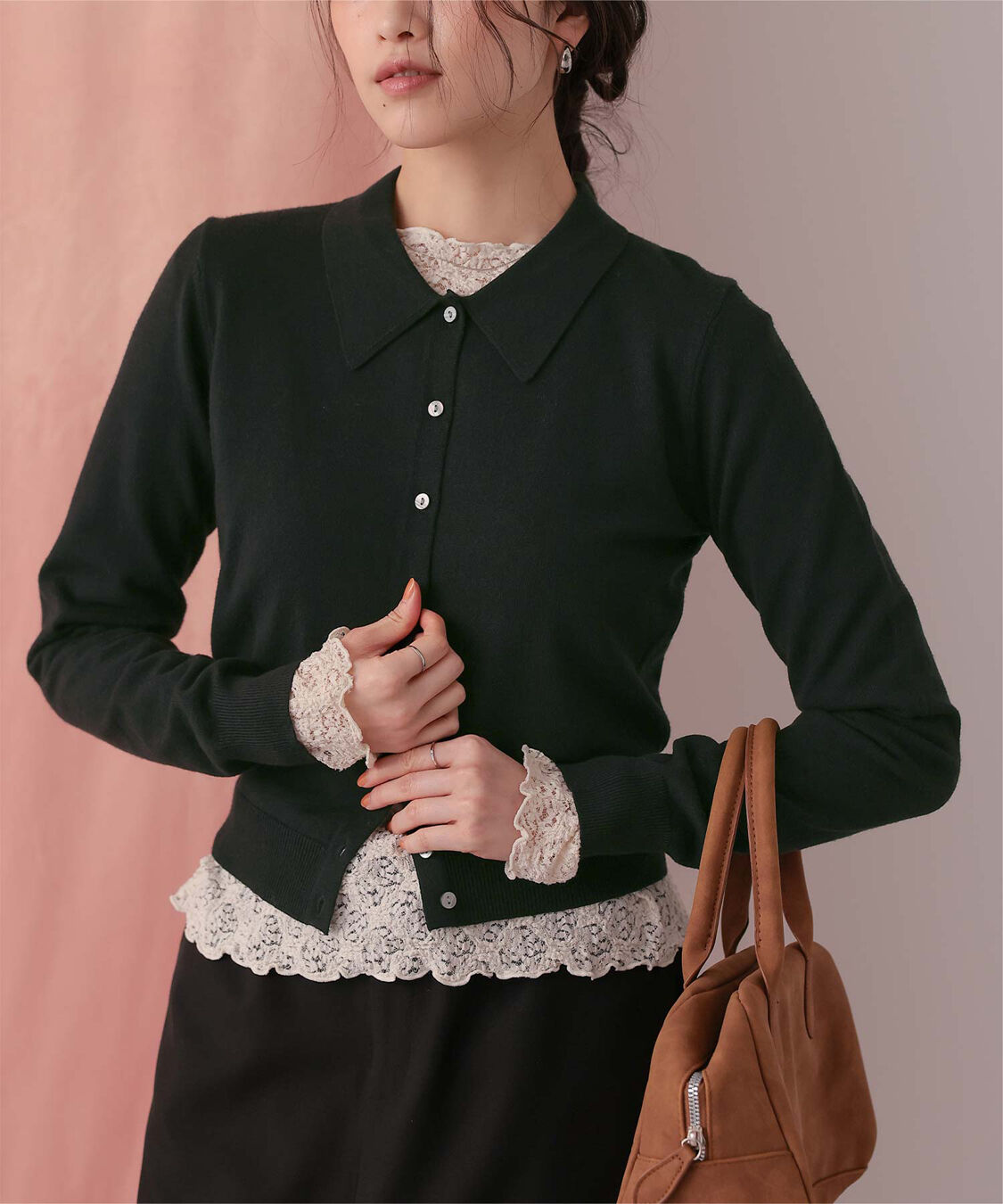 titivate「ポロ襟ニットカーディガン/トップス」|ニット・セーター|