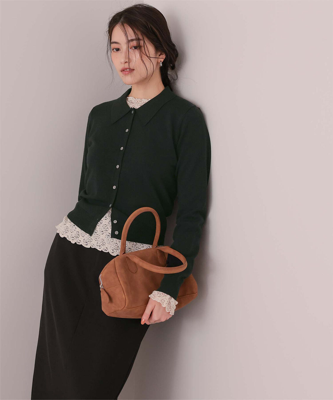 titivate「ポロ襟ニットカーディガン/トップス」|ニット・セーター|