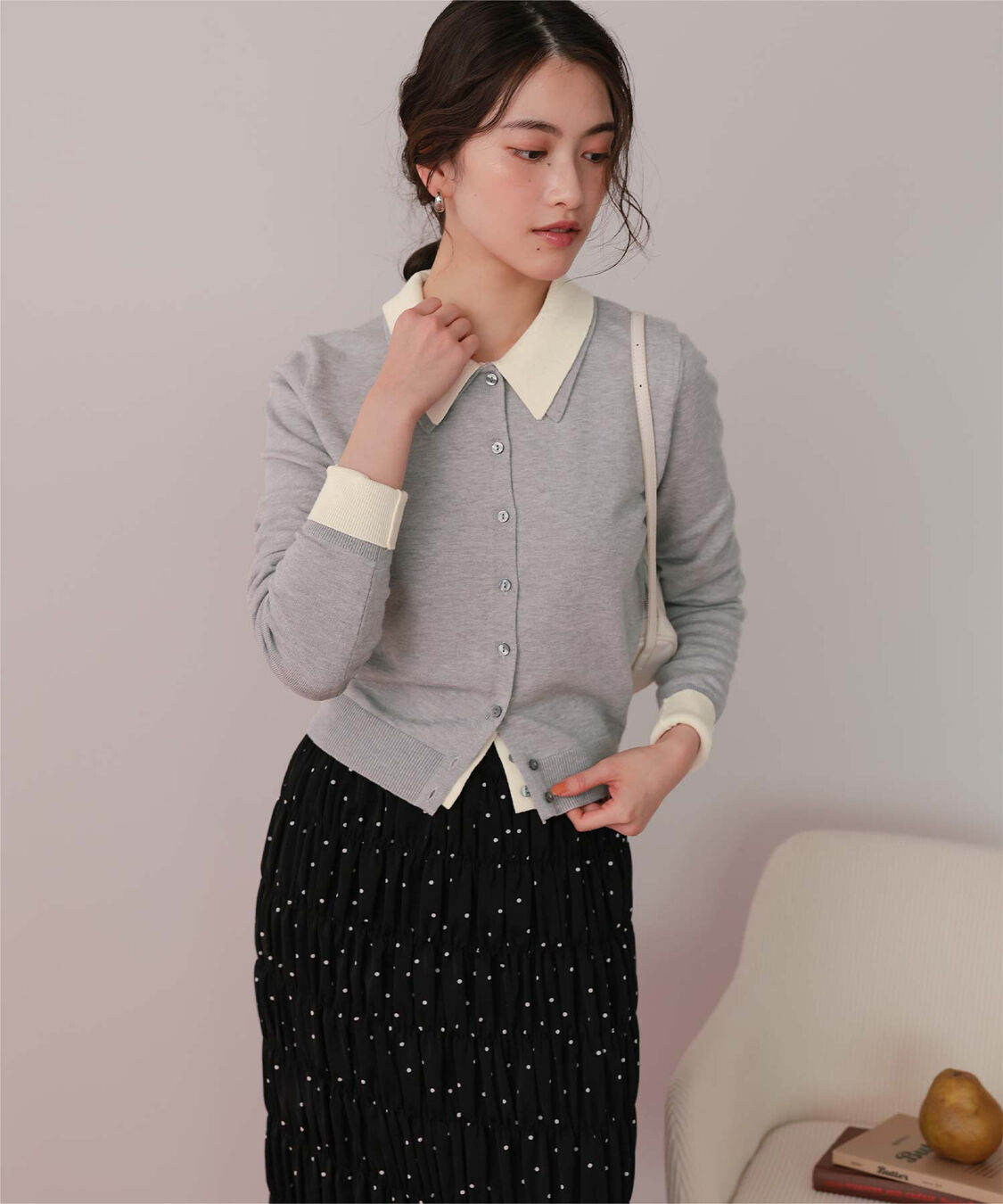 titivate「ポロ襟ニットカーディガン/トップス」|ニット・セーター|