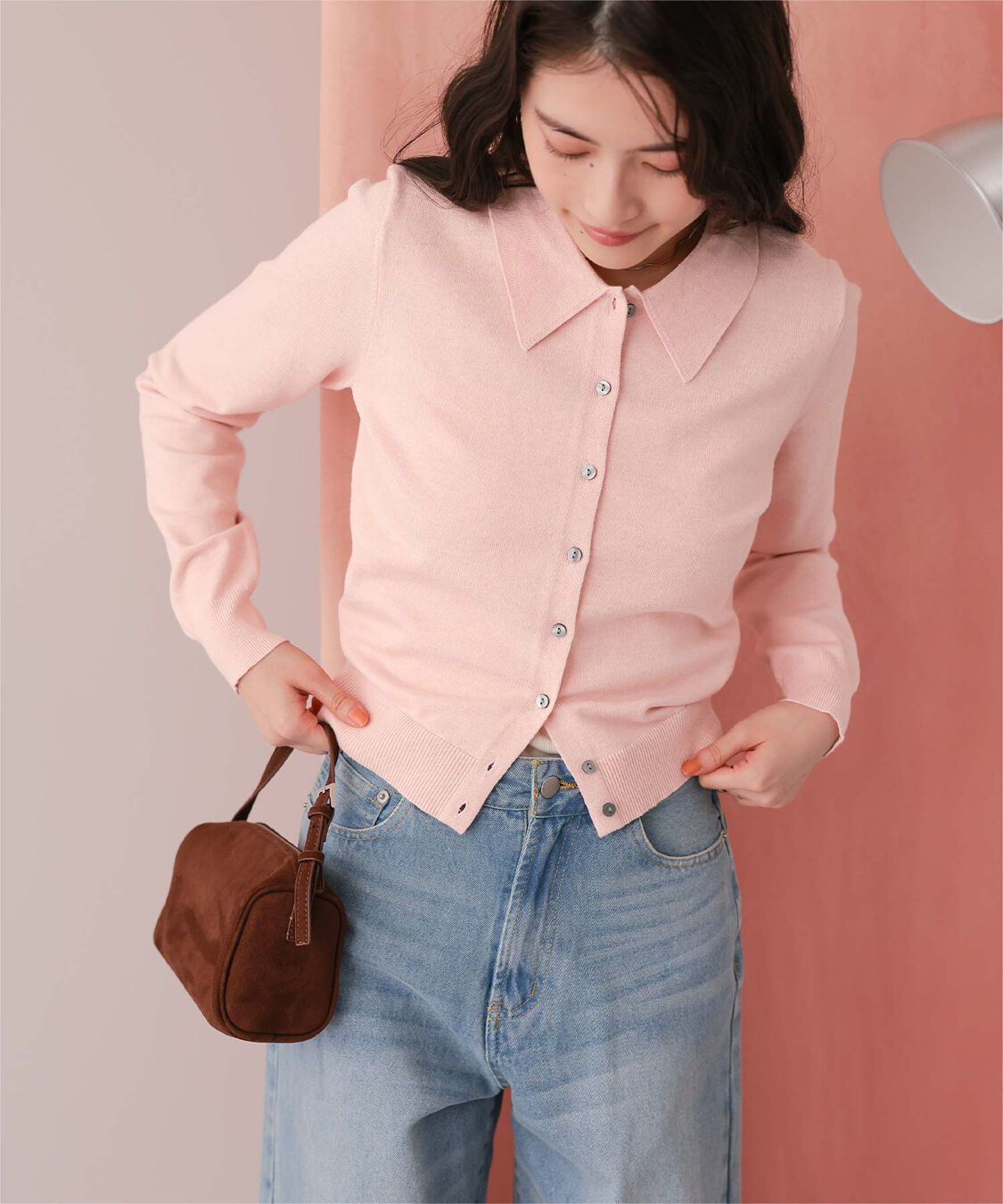 titivate「ポロ襟ニットカーディガン/トップス」|ニット・セーター|