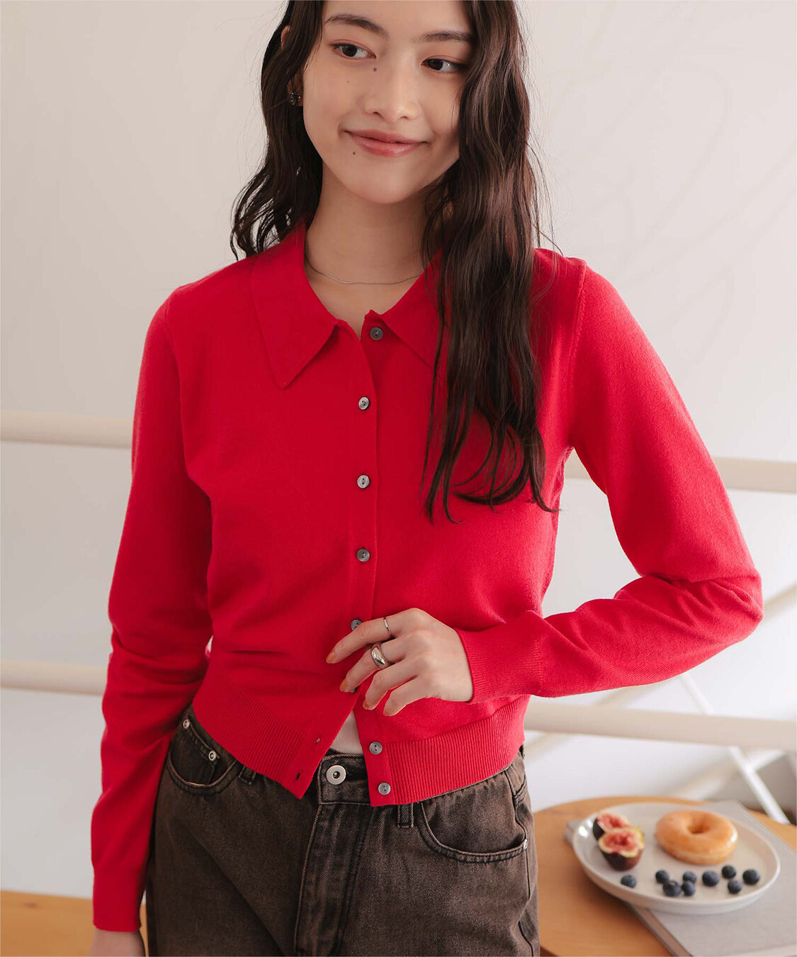 titivate「ポロ襟ニットカーディガン/トップス」|ニット・セーター|