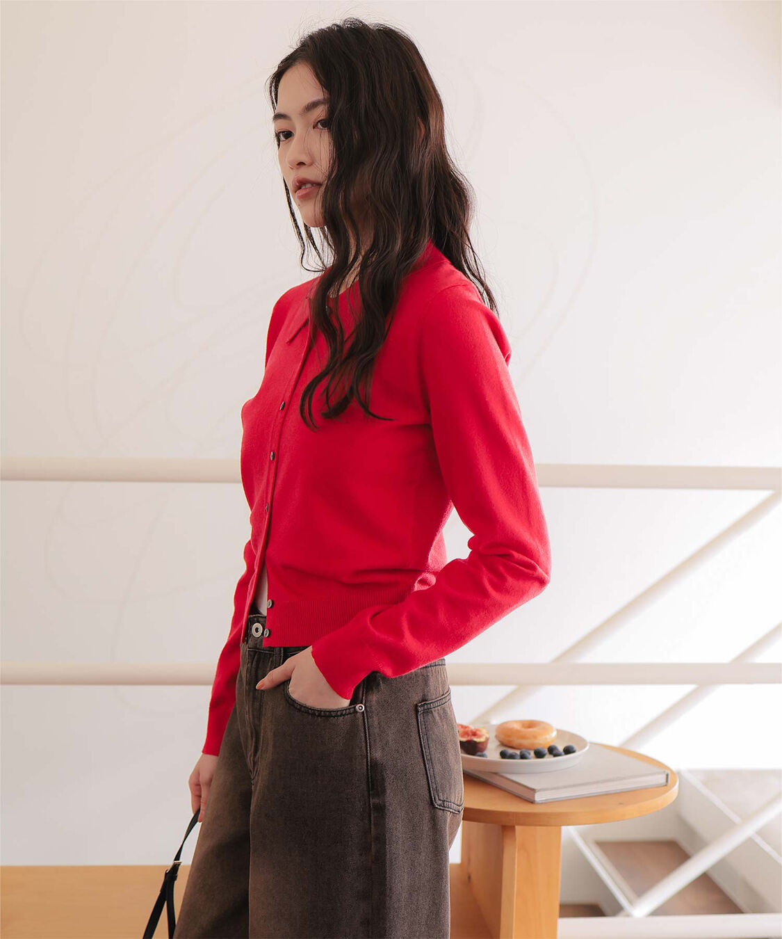 titivate「ポロ襟ニットカーディガン/トップス」|ニット・セーター|