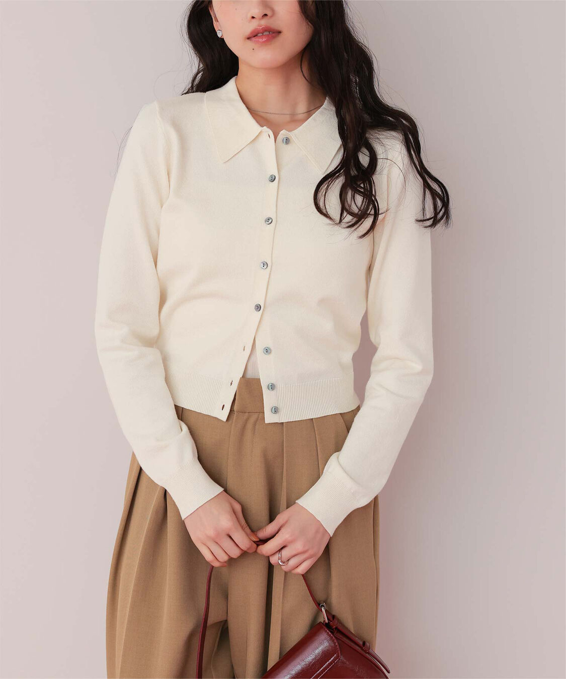 titivate「ポロ襟ニットカーディガン/トップス」|ニット・セーター|