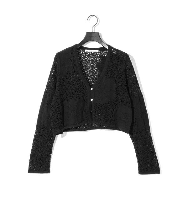 MIDIUMISOLID「MIDIUMISOLID for Ladies レースメッシュカーディガン」|ニット・セーター|ブラック