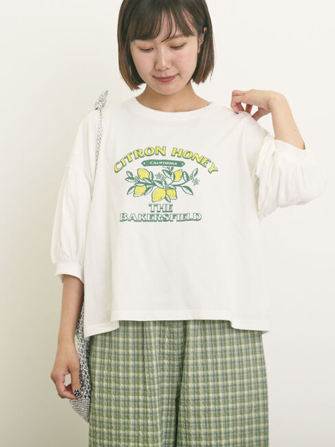 Samansa Mos2「プリントアソートパフスリーブカットソー」|Tシャツ・カットソー|