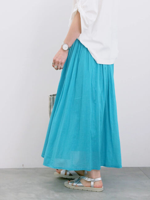 Samansa Mos2 blue「【Made in India】ボイルギャザースカート」|スカート|