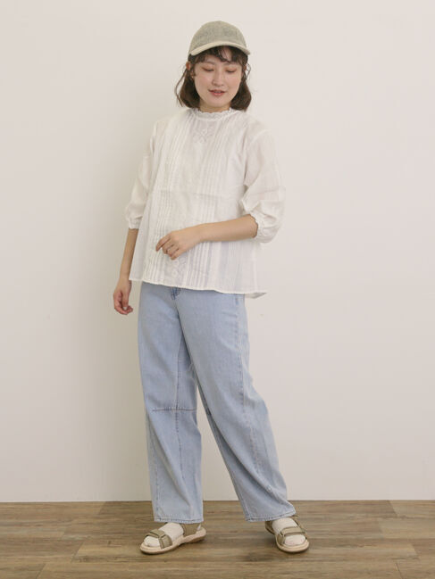 Samansa Mos2「フラワー柄刺繍レースブラウス」|シャツ・ブラウス|