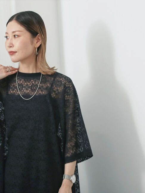 Samansa Mos2 blue「レースTシャツ」|Tシャツ・カットソー|