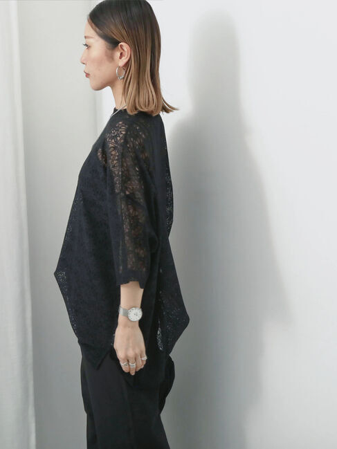 Samansa Mos2 blue「レースTシャツ」|Tシャツ・カットソー|