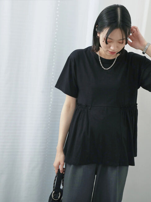 Samansa Mos2 blue「フリルチュニック」|Tシャツ・カットソー|