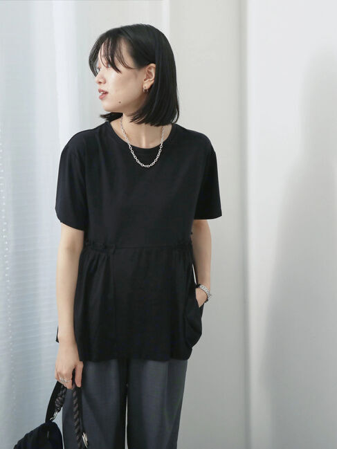 Samansa Mos2 blue「フリルチュニック」|Tシャツ・カットソー|