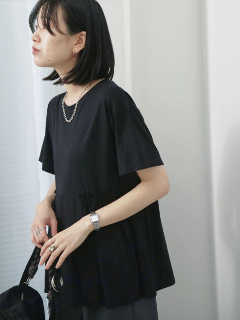 Samansa Mos2 blue「フリルチュニック」|Tシャツ・カットソー|