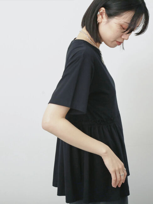 Samansa Mos2 blue「フリルチュニック」|Tシャツ・カットソー|