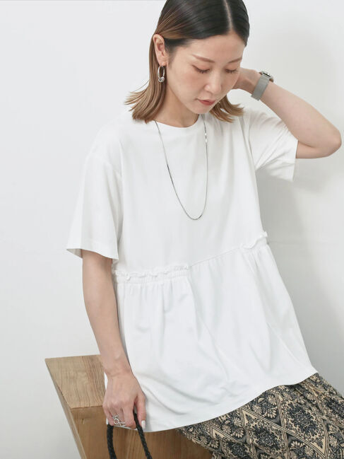 Samansa Mos2 blue「フリルチュニック」|Tシャツ・カットソー|