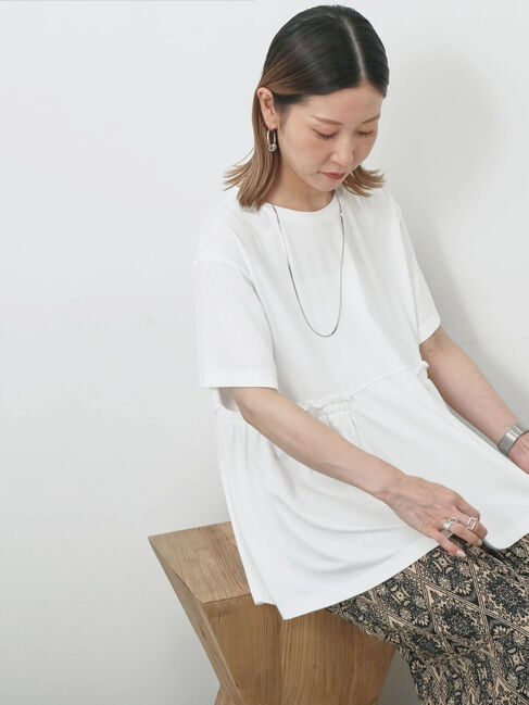 Samansa Mos2 blue「フリルチュニック」|Tシャツ・カットソー|