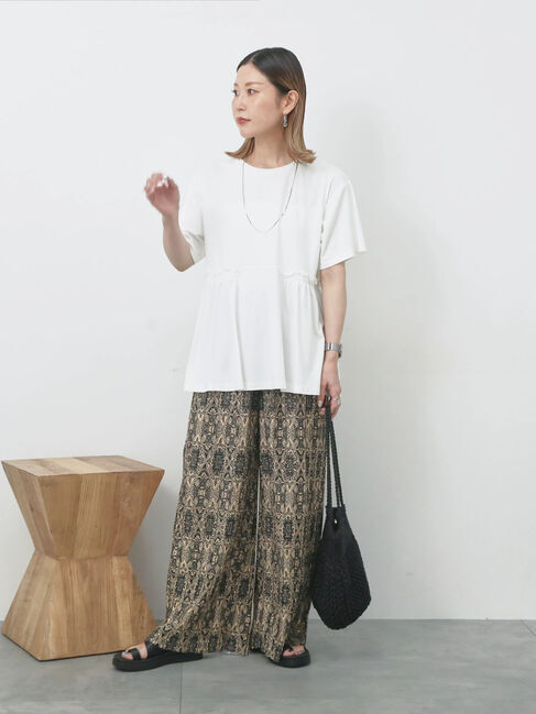 Samansa Mos2 blue「フリルチュニック」|Tシャツ・カットソー|