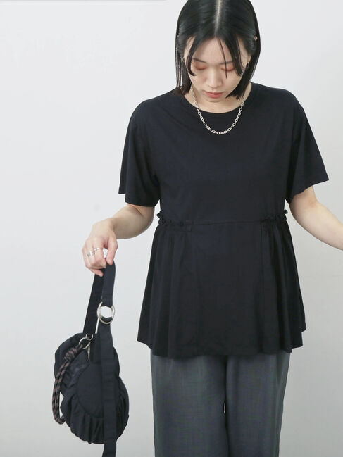 Samansa Mos2 blue「フリルチュニック」|Tシャツ・カットソー|ブラック