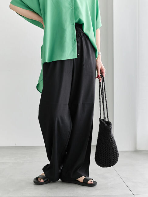 Samansa Mos2 blue「【接触冷感】ワイドイージーパンツ」|その他|