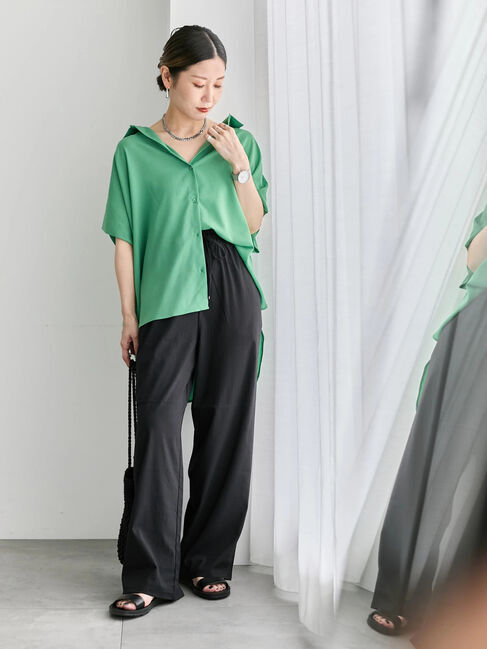 Samansa Mos2 blue「【接触冷感】ワイドイージーパンツ」|その他|