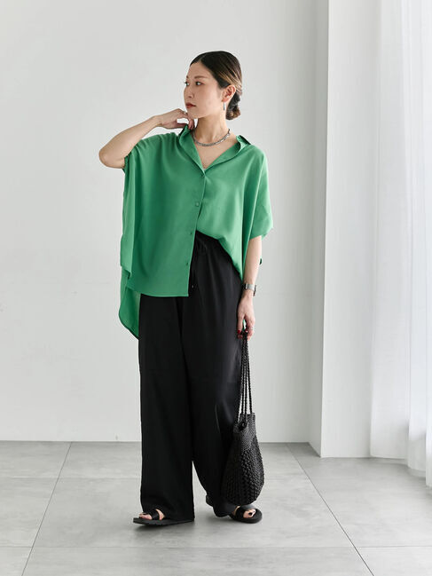 Samansa Mos2 blue「【接触冷感】ワイドイージーパンツ」|その他|