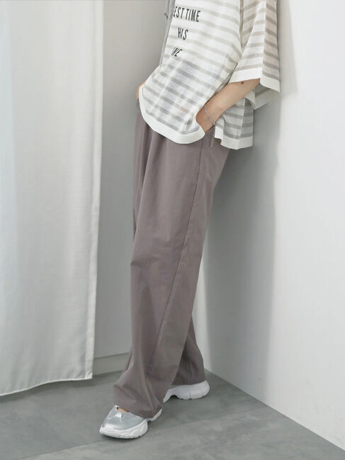 Samansa Mos2 blue「ハイウエストワイドイージーパンツ」|その他|