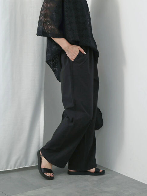 Samansa Mos2 blue「ハイウエストワイドイージーパンツ」|その他|