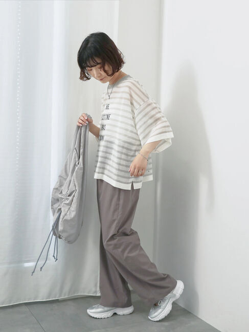 Samansa Mos2 blue「ハイウエストワイドイージーパンツ」|その他|