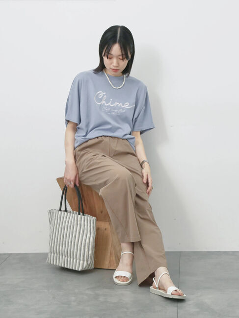 Samansa Mos2 blue「ハイウエストワイドイージーパンツ」|その他|