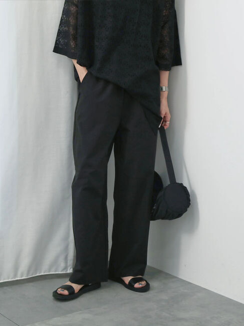 Samansa Mos2 blue「ハイウエストワイドイージーパンツ」|その他|ブラック