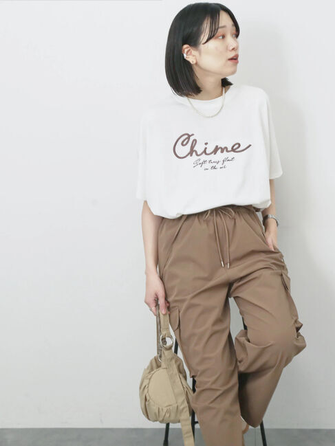 Samansa Mos2 blue「【接触冷感】ドルマンギャザー刺繍Tシャツ」|Tシャツ・カットソー|オフホワイト