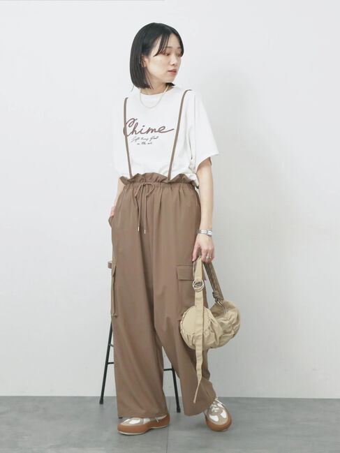 Samansa Mos2 blue「【接触冷感】ドルマンギャザー刺繍Tシャツ」|Tシャツ・カットソー|