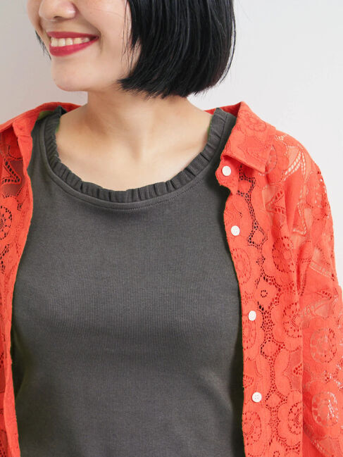 SM2「テレコ襟フリルタンクトップ」|Tシャツ・カットソー|チャコールグレー