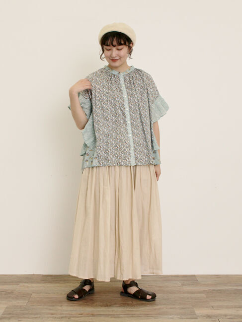 Samansa Mos2「インド柄アソート袖フリルブラウス」|シャツ・ブラウス|