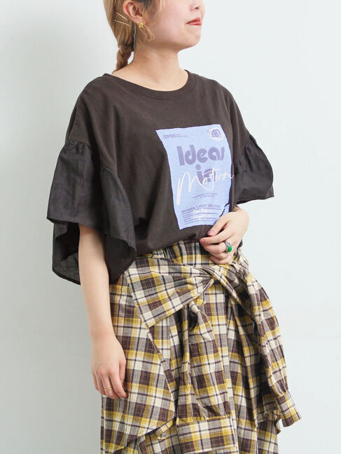 SM2「[接触冷感]フレアスリーブチュニックTシャツ」|シャツ・ブラウス|ブラック