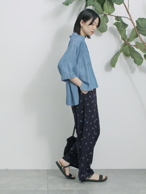 Samansa Mos2 blue「花柄イージーパンツ」|その他|