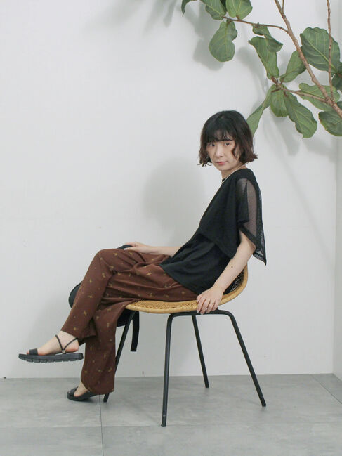 Samansa Mos2 blue「花柄イージーパンツ」|その他|