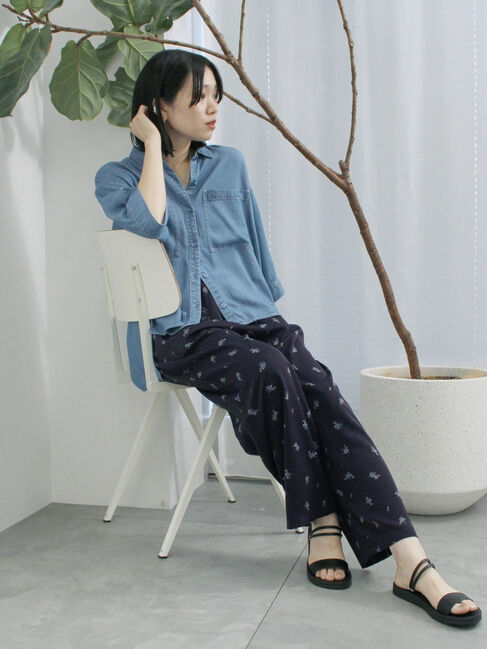 Samansa Mos2 blue「花柄イージーパンツ」|その他|