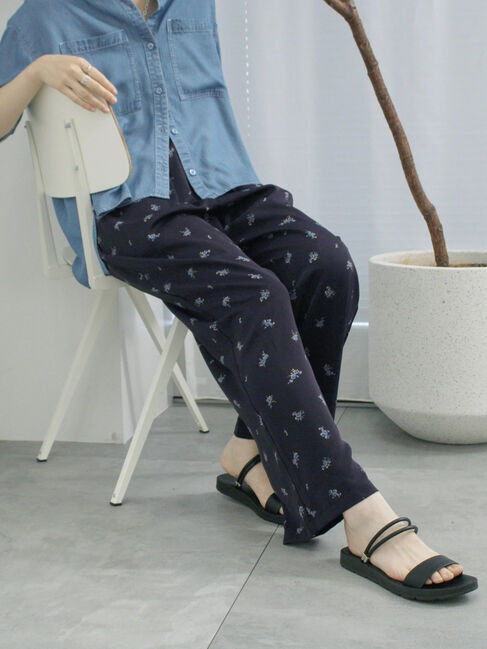 Samansa Mos2 blue「花柄イージーパンツ」|その他|