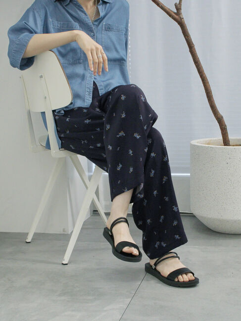 Samansa Mos2 blue「花柄イージーパンツ」|その他|
