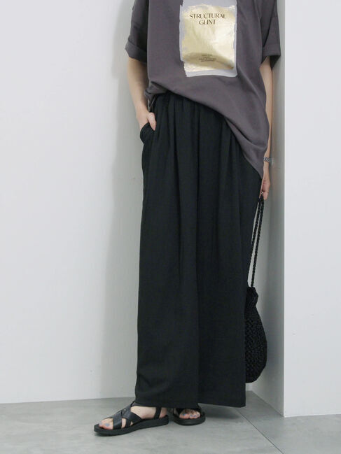 Samansa Mos2 blue「楊柳ハイウエストパンツ」|その他|