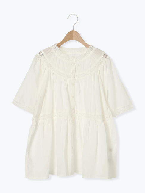 Samansa Mos2「レースティアードチュニックブラウス」|シャツ・ブラウス|